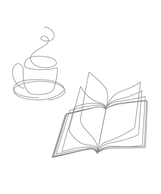 コーヒーと本のイラスト